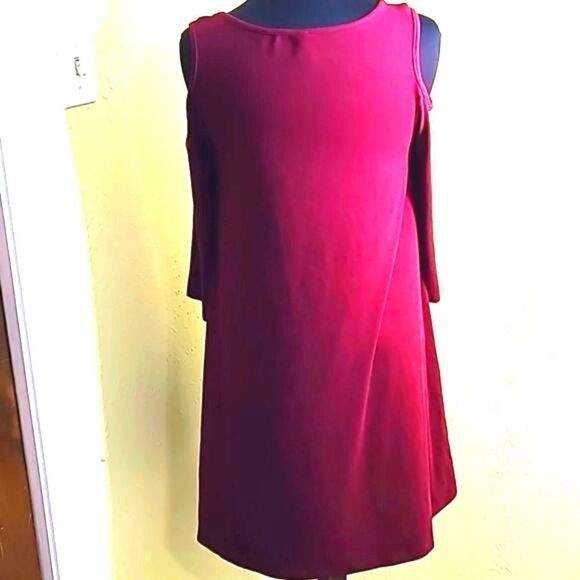 MUDD Cold-Shoulder Dress, Maroon, Size Large - Picture 4 of 6